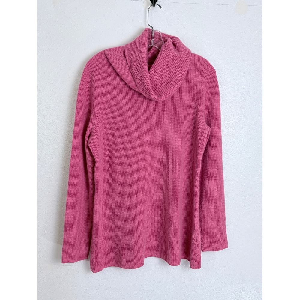 L.L. Bean 100% Cashmere Waffle Knit Cowl Neck Sweater Pink L